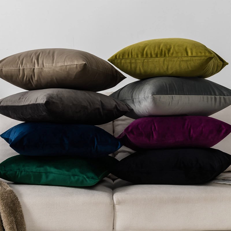 QUAFOO Navy Decorative Lumbar Velvet Throw Pillow Covers 24x24 inch Set of 2 with Zipper Luxury Soft Solid Square Cushion Covers Case for Sofa Couch Bed Living Room - Image 5